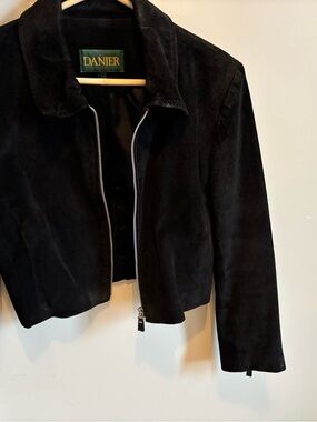 Danier suede black cropped jacket